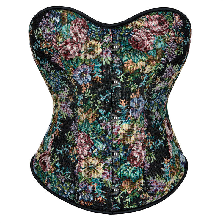 新款黑花无花边女士美体束腰宫廷