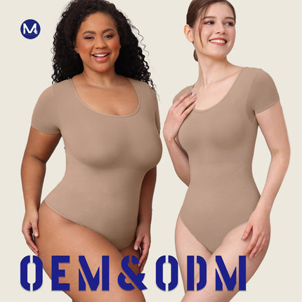 Shapewwear圆领塑身连体衣短袖加密束腰丁字束身衣SKIM塑型衣