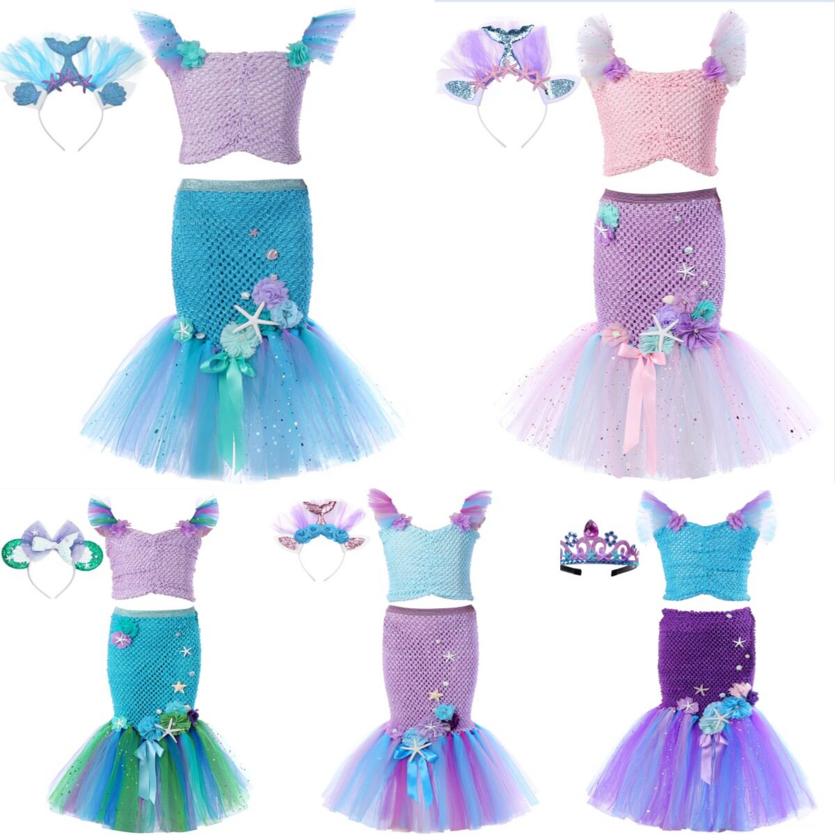 分体鱼裙 海边度假服装Ailier tutu鱼尾巴的衣服跨境纱裙