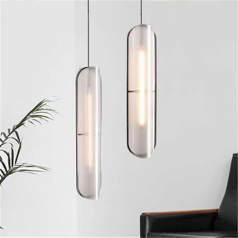 北欧极简餐厅灯后现代创意设计长条LED亚克力吊灯吧台厨房餐桌灯