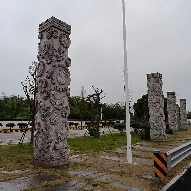 石雕滚龙柱盘龙柱祥云柱十二生肖二十四孝柱图腾华表柱罗马柱