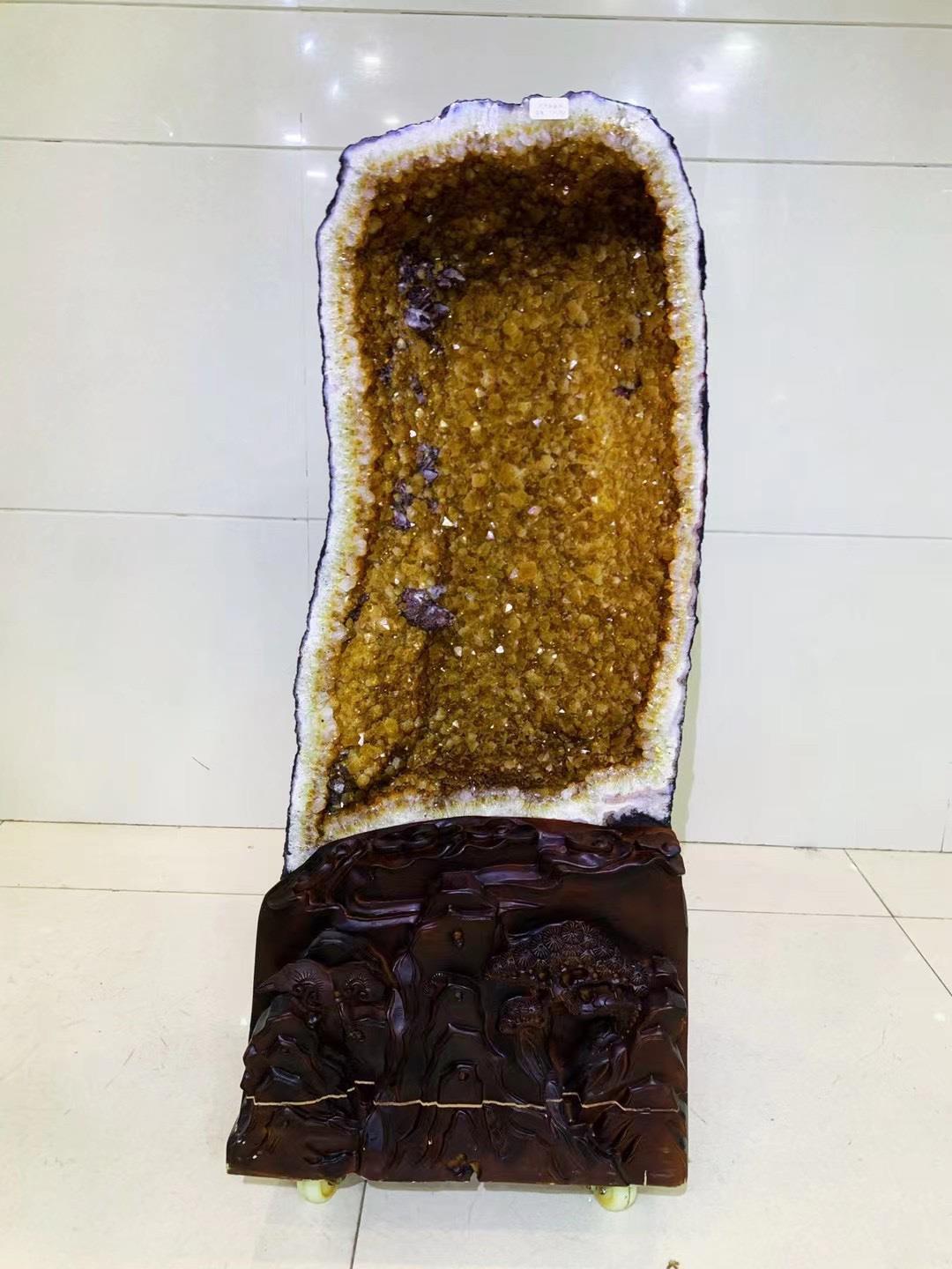 永韵天然巴西黄晶洞簇黄水晶原石黄色水晶摆件紫晶洞水晶球摆件