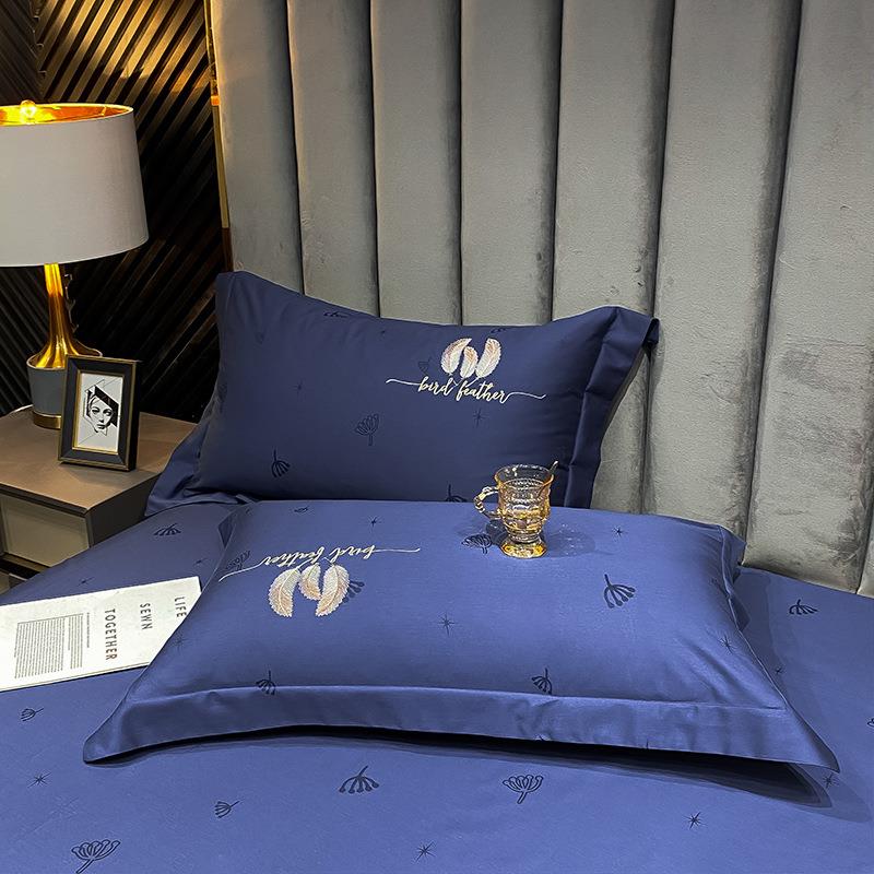 高档奢华100支长绒棉单品枕套纯棉简约单人枕芯套舒适纯色一对装