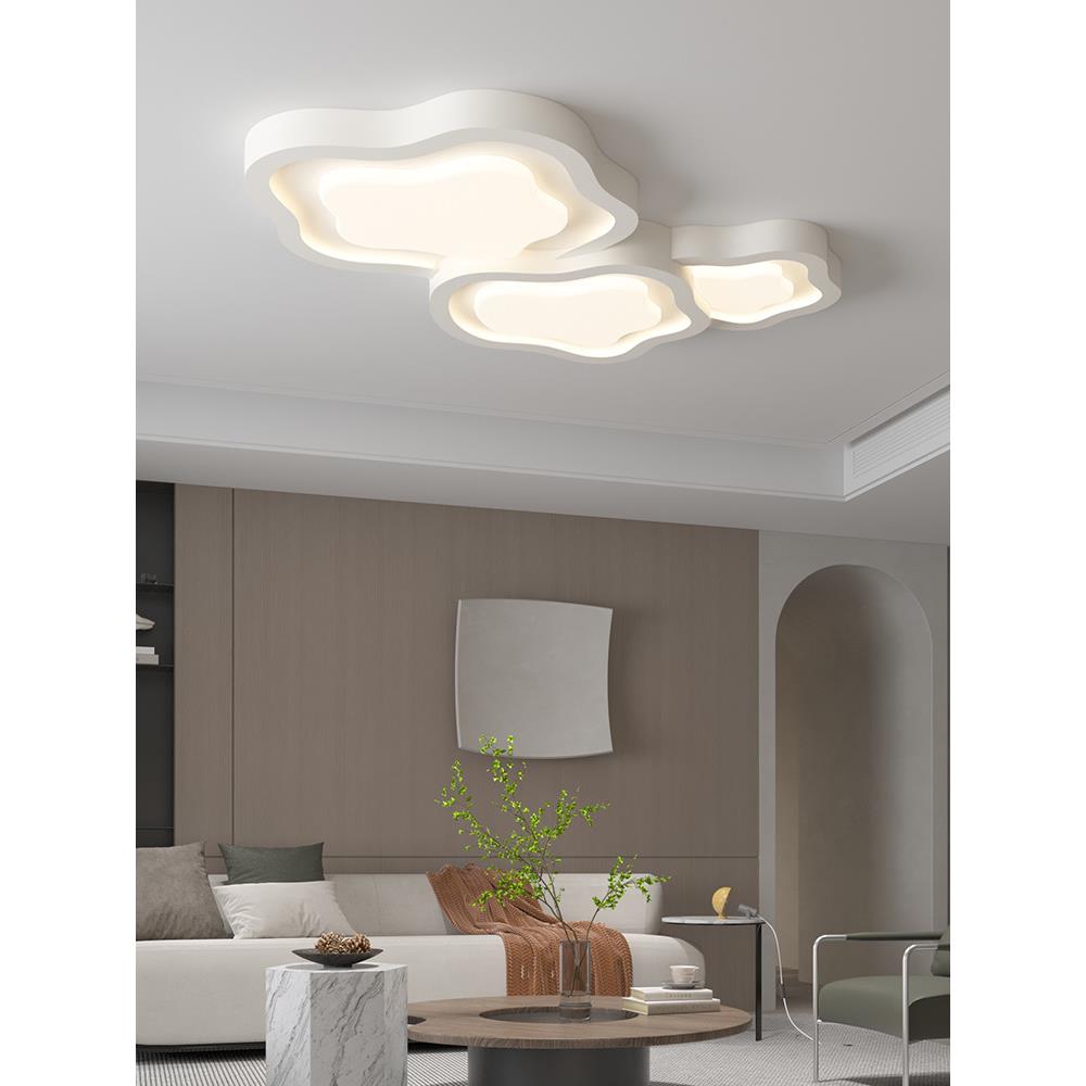 客厅吸顶灯简约现代极简奶油风2023年新款全光谱全屋套餐组合灯具