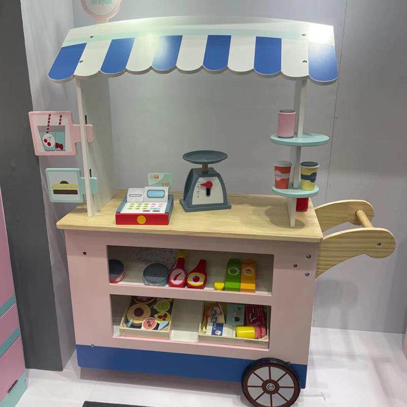 木制仿真便利店售货摊玩具水果饮料食材收银机电子秤男女孩过家家