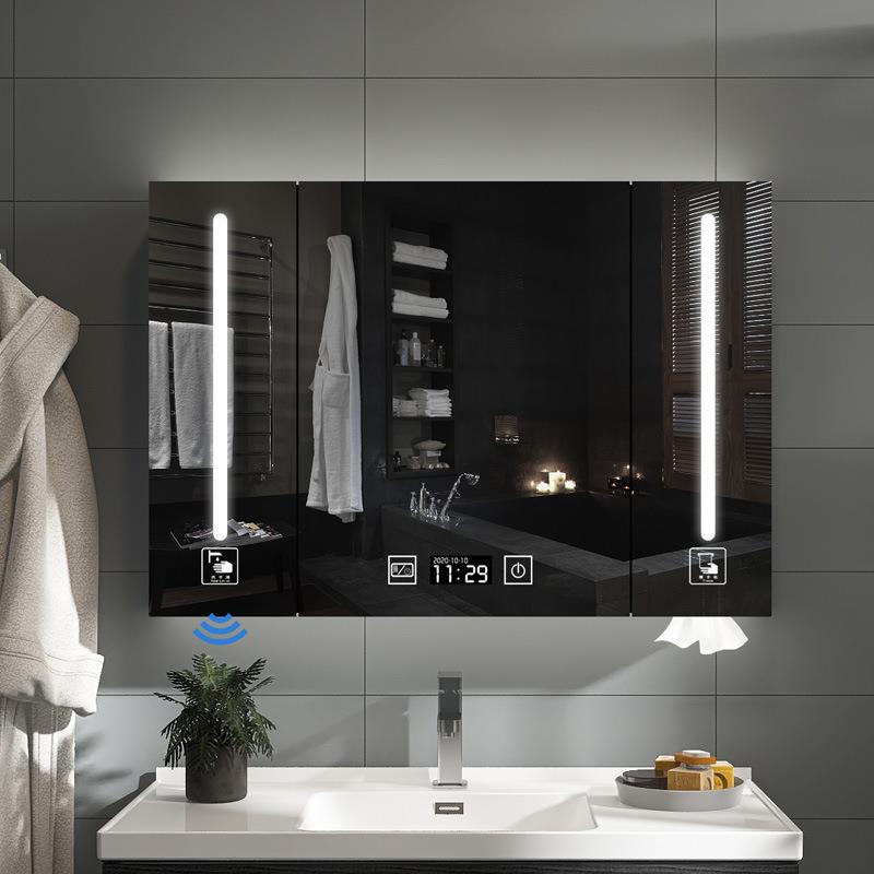 智能镜柜不锈钢LED发光镜子储物柜智能灯柜卫生间浴室柜抽纸口