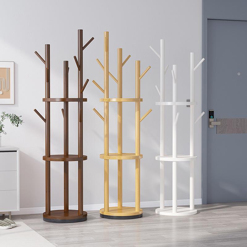 现代简约原木风旋转衣帽架立式卧室挂衣架落地树形衣帽架一件起批