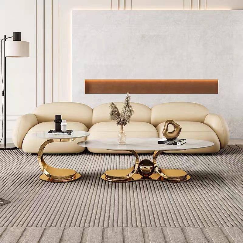 轻奢岩板茶几现代简约意式家用茶台客厅高级设计大小组合茶桌新款