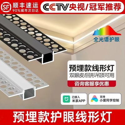 led线形灯双眼皮吊顶预埋线型灯