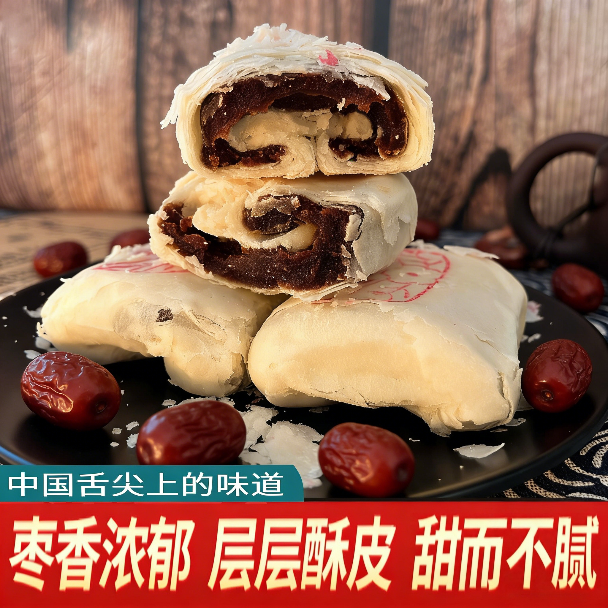 枣泥卷酥皮饼传统中式糕点清真天津特产健康早餐小零食点心