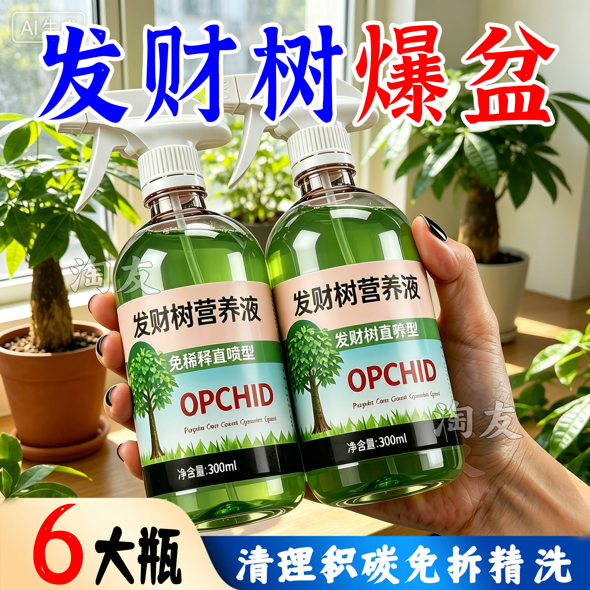 浓缩发财树营养液改善叶片干掉叶
