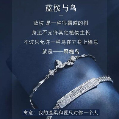 蓝桉已遇释槐与鸟情侣款手链女生一对小众男手镯情人节礼物送女友