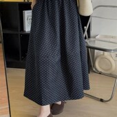 微胖妹妹mm波点春夏梨形身材遮胯显瘦a字西装 大码 女装 中长半身裙