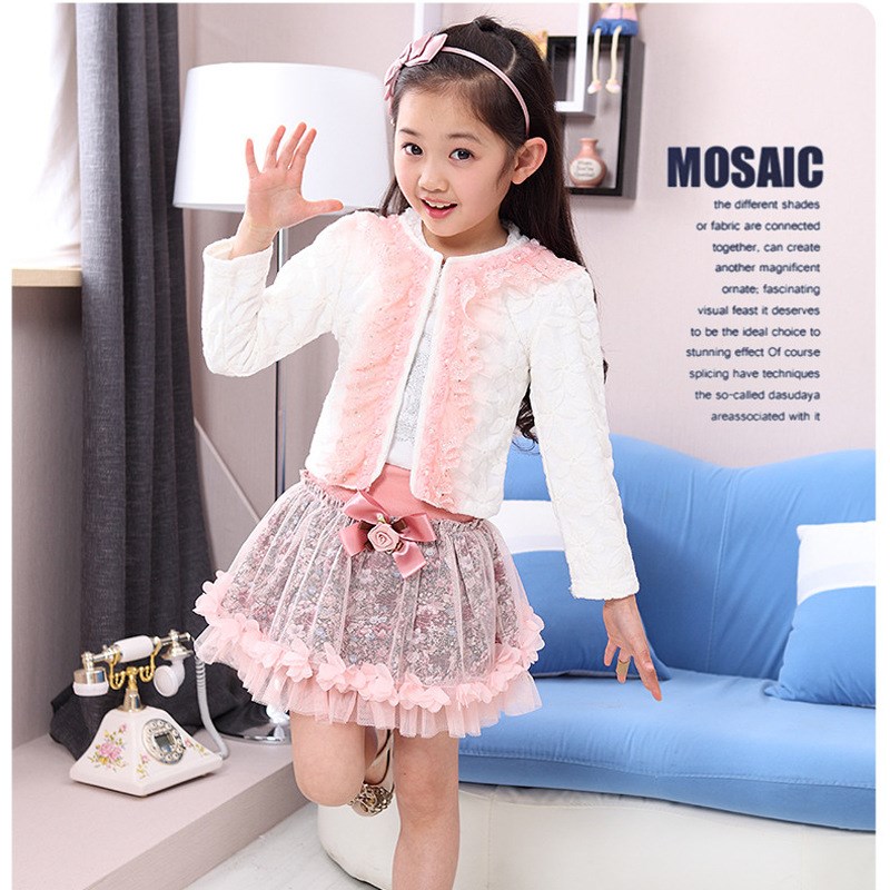一件拆号码补货春秋童套装长袖花朵蕾丝三件套中童套裙5105重0.5x
