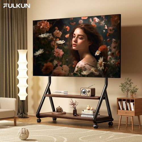 电视机移动支架艺术落地旋转带轮推车家用5565758085英寸通用挂架