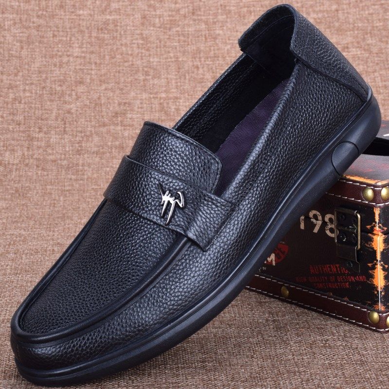 外贸单层牛皮鞋男头层牛皮休闲皮鞋透气软皮软底中老年爸爸鞋真皮,流行男鞋,休闲皮鞋,淘宝优惠券,粉丝福利购,淘宝优惠卷