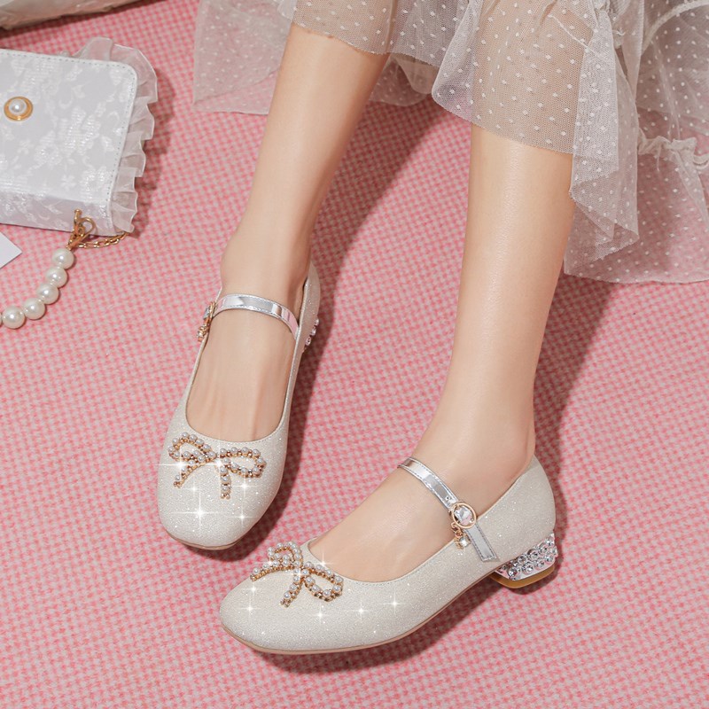 水晶鞋女儿童高跟鞋配礼服鞋子模特走秀演出鞋小学生女童公主鞋