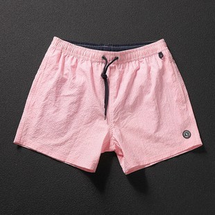 速干条纹三分裤 夏季 男有内衬防尴尬沙滩短裤 纯色休闲短裤 衩子 薄款