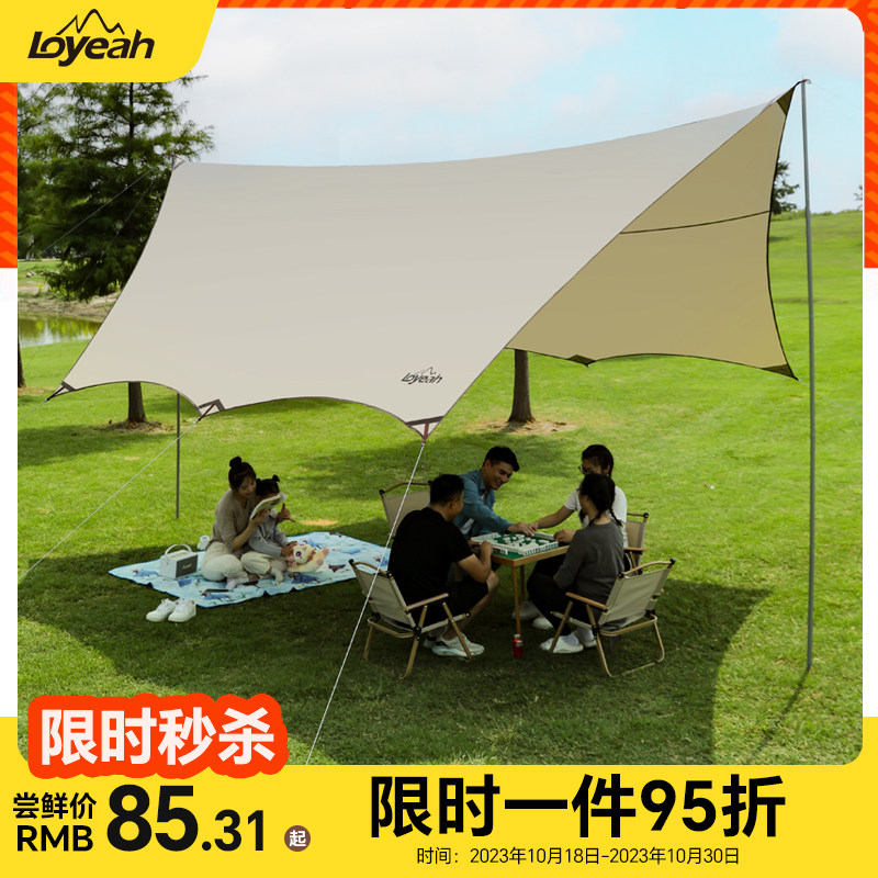 天幕帐篷户外遮阳棚涂银天幕布露营桌椅六件套天目专业高端防晒小,户外/登山/野营/旅行用品,天幕,淘宝优惠券,粉丝福利购,淘宝优惠卷