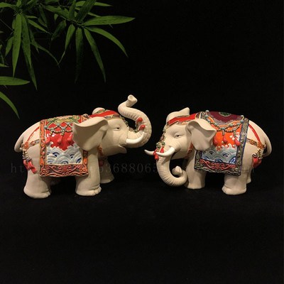 石湾公仔工艺品招财大象陶瓷中y式摆件客厅玄关电视柜吉祥风水摆