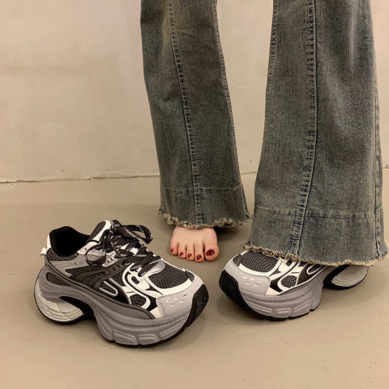 百搭厚底松糕老爹鞋女春季小个子增高2025新款欧货休闲运动鞋春款