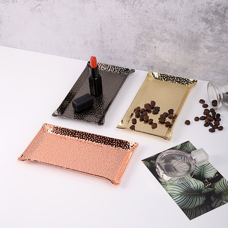 厂家多功能不锈钢锤纹托盘规格齐全创意收纳家居装饰摆件