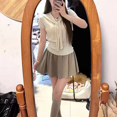 夏装搭配一整套韩系温柔小个子独特绝美学院风上衣裙子两件套装女