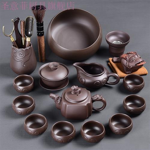 高档多川 古韵紫砂功夫茶具套装 家用紫砂泡茶壶茶杯茶海茶具套装