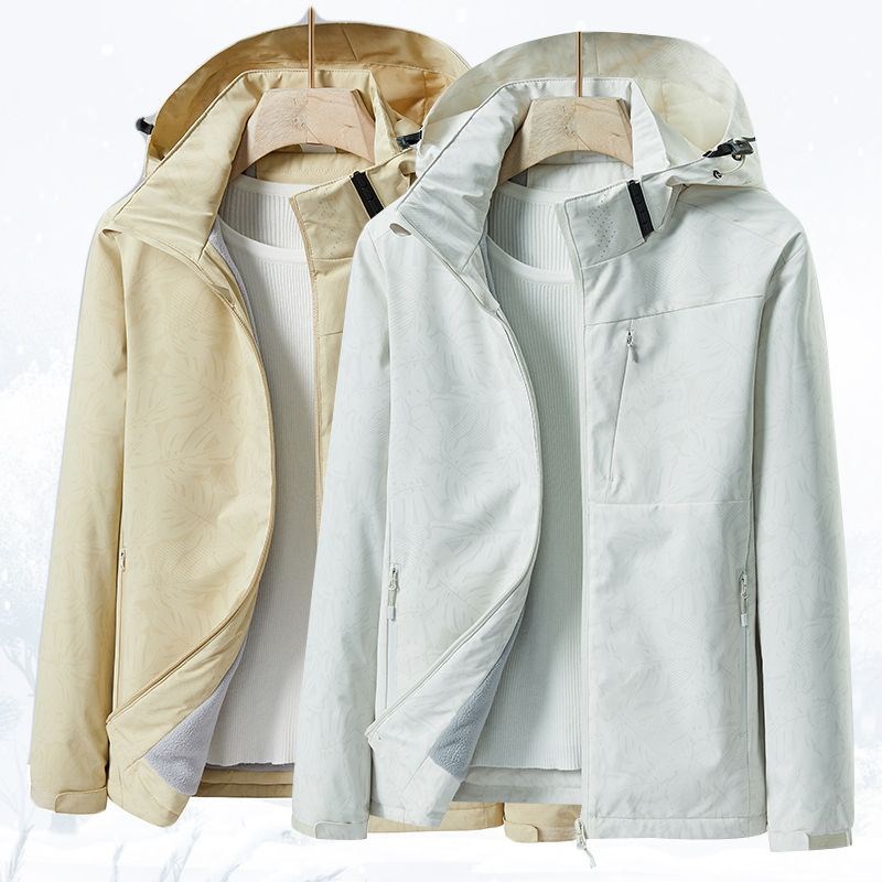 2023感应加绒棉衣冲锋衣情侣款防风防水遥粒单冲短袖夹克可刺绣