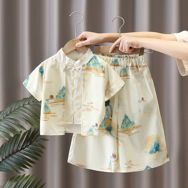 汉服男童夏季新中式古装2025新款儿童中国风薄款短袖日常可穿套装,童装/婴儿装/亲子装,汉服,淘宝优惠券,粉丝福利购,淘宝优惠卷