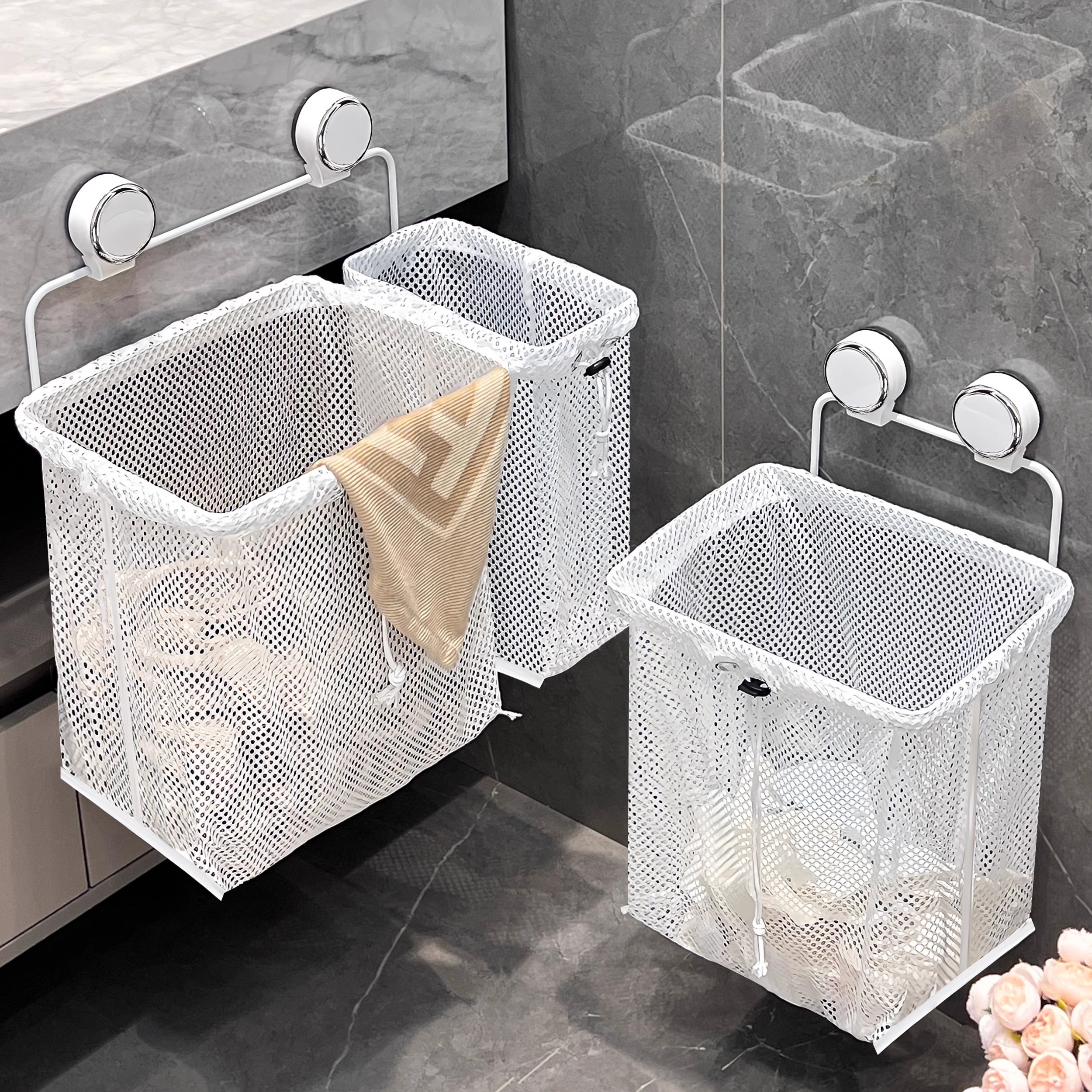 吸盘铁艺脏衣篓家用脏衣篮卫生间收纳篮可折叠浴室放脏衣服收纳筐