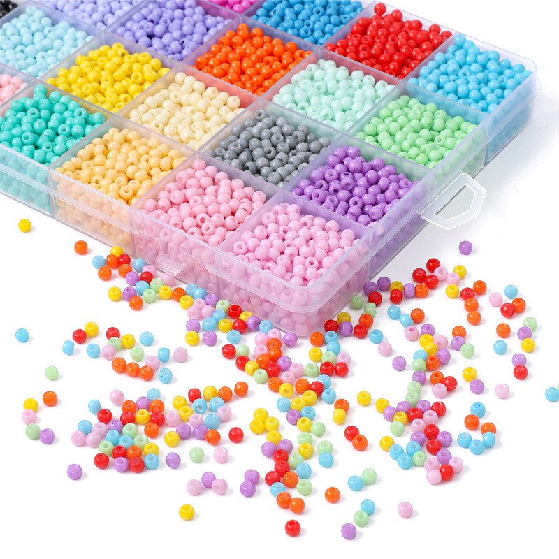 450g手串珠子散珠论斤卖4mm油画实色烤漆琉璃玻璃米珠diy项链饰品