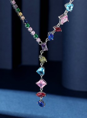 轻奢高级感小众气质颈链几何锆石镶嵌精致设计感Y字形锁骨链项链