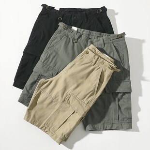 重磅美式复古纯棉工装短裤夏季中裤男士休闲多口袋四分裤硬汉裤子