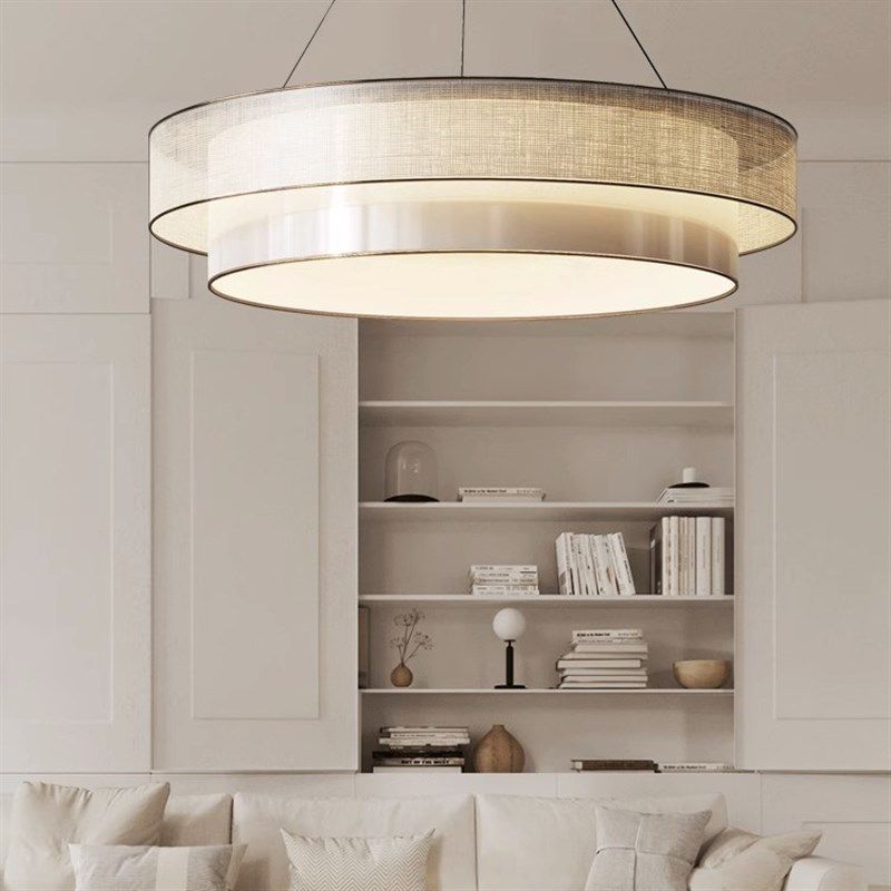 新中式圆形吊灯中国风客厅卧室书房餐厅灯禅意茶室工程布艺灯具,家装灯饰光源,客厅吊灯,淘宝优惠券,粉丝福利购,淘宝优惠卷