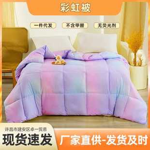 七彩充绒被芯轻奢加厚冬季 3D充绒彩虹被时尚 被子被芯学生宿舍被子