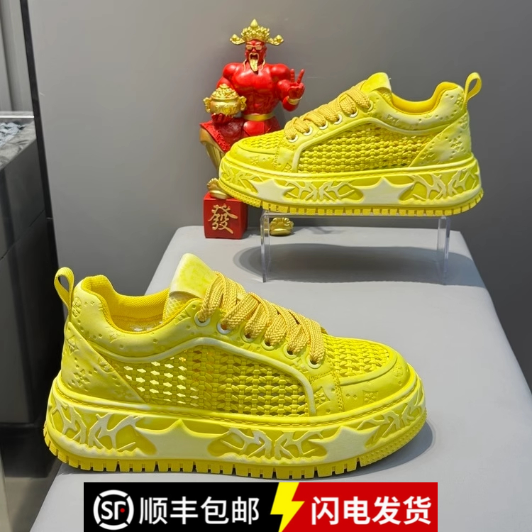 男鞋夏季新款2025厚底增高时尚老爹鞋简约透气舒适潮流休闲运动鞋