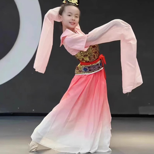踏鼓丽人行惊鸿舞儿童古典水袖 舞蹈服少儿女童汉唐舞演出服中国风