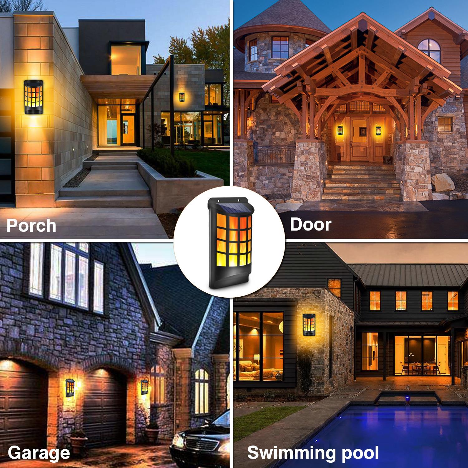 太阳能灯66led庭院投光灯太阳能壁灯户外草坪景观路灯感应灯光控