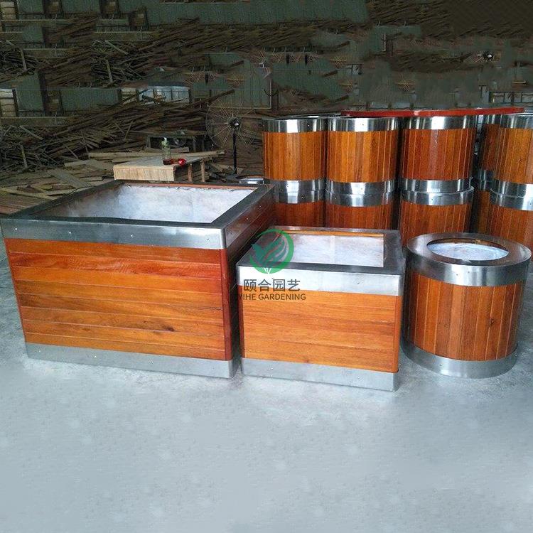 颐合铝合金包边花箱塑木花箱不锈钢包边包边防腐木花箱花盆
