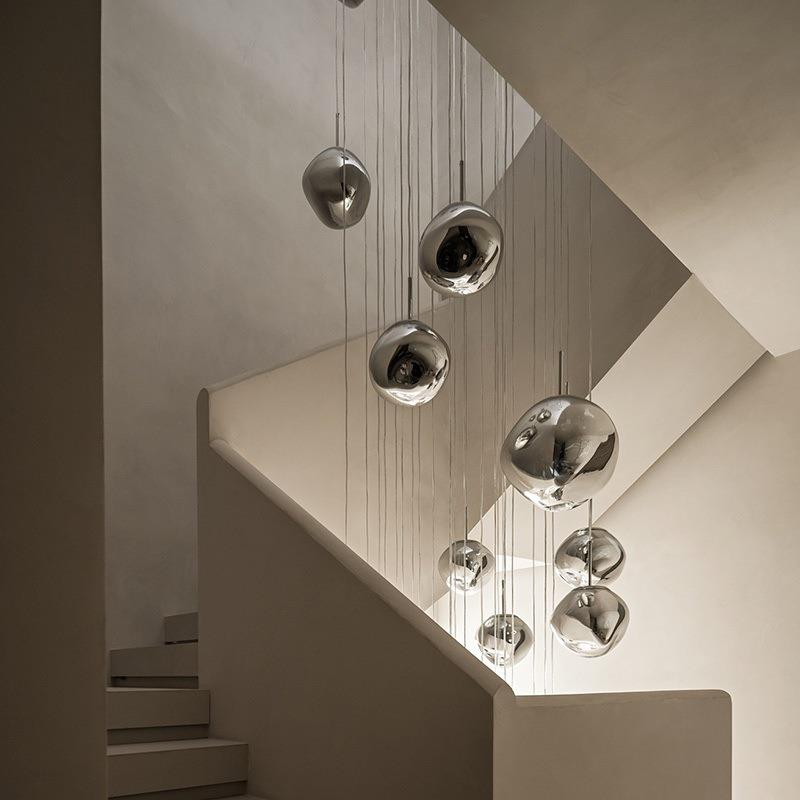 客厅灯公寓餐厅灯具吊灯设计师个性北欧loft复式楼创意熔岩楼梯