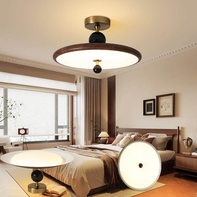 主卧室吸顶灯复古飞碟胡桃木纹书房灯新中式中古侘寂风中山灯具,家装灯饰光源,客厅吸顶灯,淘宝优惠券,粉丝福利购,淘宝优惠卷