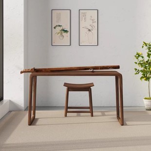 榆木仿古简约古琴桌凳共鸣新中式全实木黑胡桃禅意古筝桌琴桌琴凳