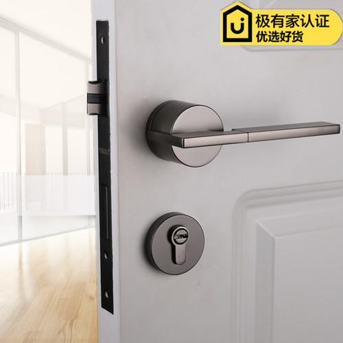 依佰利金色门锁轻奢极简约室内房门锁卧室亮金北欧式静音磁吸门锁