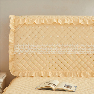 全棉床头罩公主风床头套加厚全包2m实木夹棉防尘靠背皮床头保护套