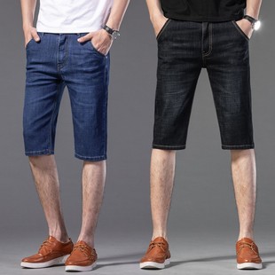 牛仔短裤 男士 男五分休闲牛仔裤 子男宽松直筒马裤 夏季 七分中裤 薄款