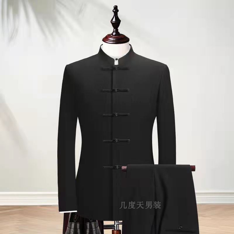 高档中年喜宴唐装中山装盘扣结婚新中式礼服主持演出嫁岳父爸爸装,男装,中山装,淘宝优惠券,粉丝福利购,淘宝优惠卷