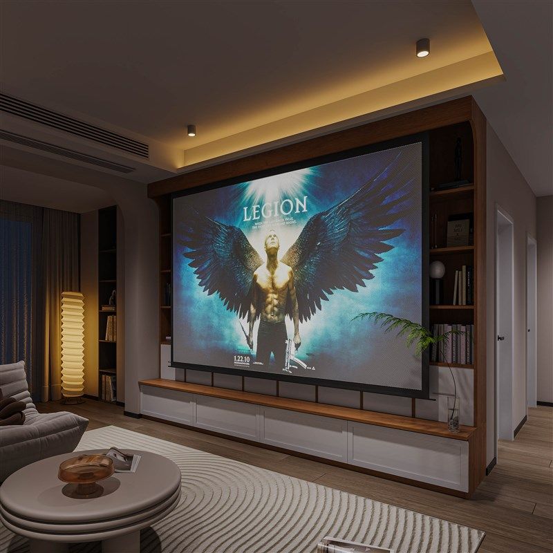 定制樱桃木书柜满墙一整体组合实木书架带门抽屉白色到顶电视投影