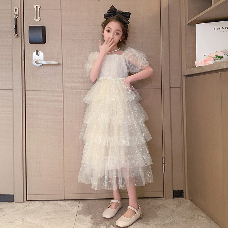 女童夏季连衣裙2023新款洋气网红蛋糕裙中大童网纱礼服夏装公主裙