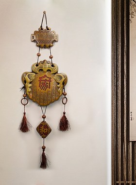 新中式云南特色挂饰客厅陶瓷电视背景墙两边装饰高档玄关入户门联